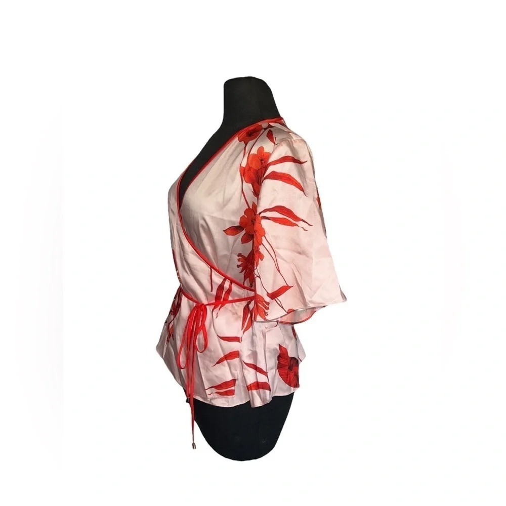 TED BAKER LONDON | Melanie Fantasia Floral Kimono Satin  wrap blouse  | Small - Picture 3 of 9